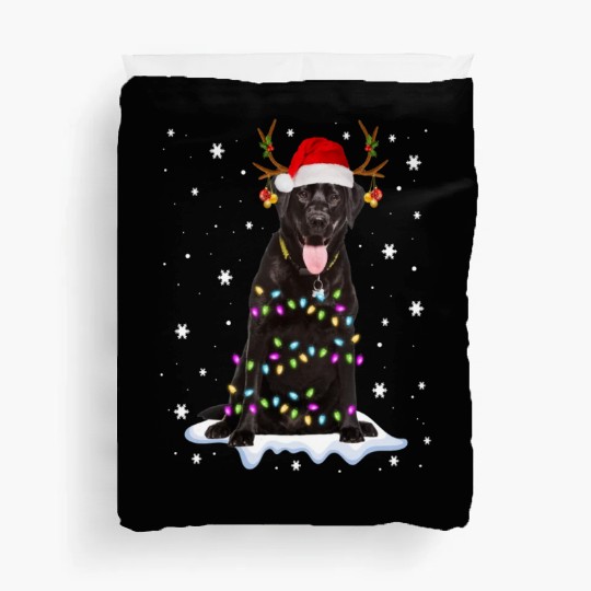 Black Lab Labrador Christmas Tree Light Pajama Dog Duvet Covers