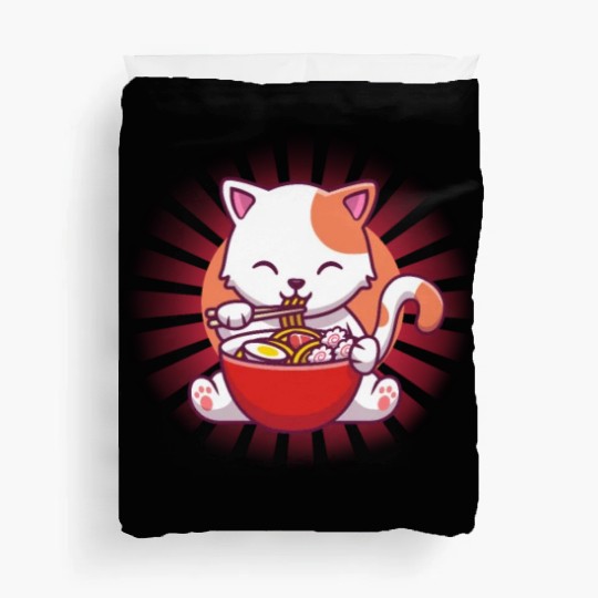 Cat Eating Ramen Duvet Covers