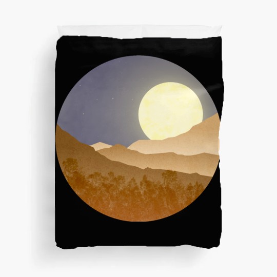 Nightscape with full moon Duvet Covers