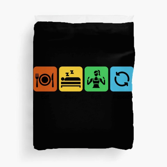 Eat, Sleep, Gym, Repeat | Workout | Womens Fitness Duvet Covers