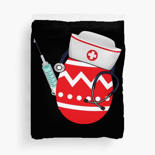 Funny Easter Egg Nurse Stethoscope Syringe RN Duvet Covers