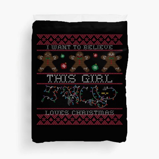 i want to believe this girl loves christmas Saint Duvet Covers