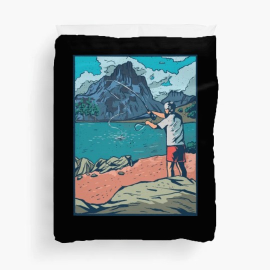 Fishing in the wild nature Fishing in the wild nat Duvet Covers