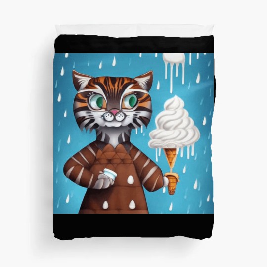 happy tiger love ice cream Duvet Covers