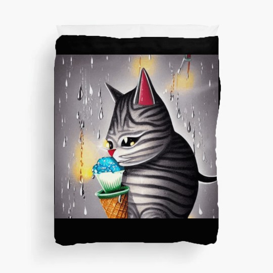 cut cat love ice cream Duvet Covers