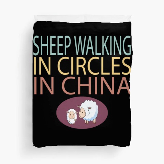 SHEEP WALKING IN CIRCLES IN CHINA Duvet Covers