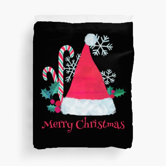 Santa Hat and Candy Canes for Christmas Duvet Covers