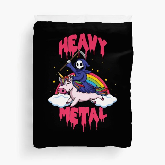 Grim Unicorn Rainbow Metal Music Heavy Rock Duvet Covers