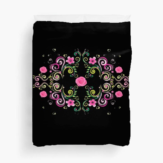 Pink flowers & hearts Duvet Covers