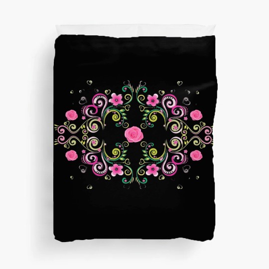 Pink flowers & hearts Duvet Covers