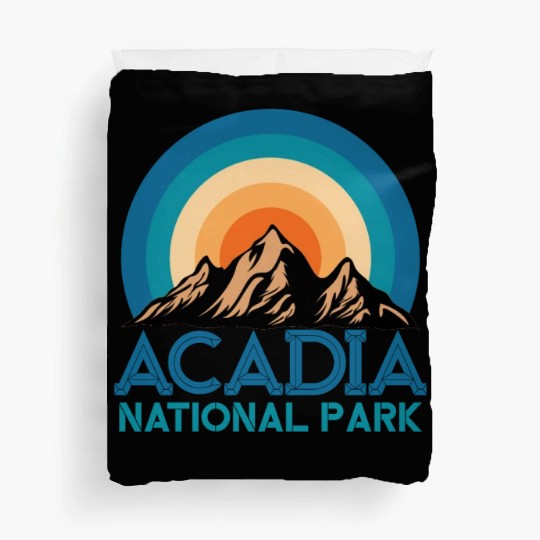 Cool Vintage Retro Acadia National Park Mountain Duvet Covers