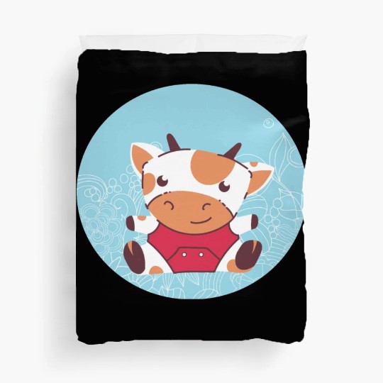kawaii baby cow for farmers and farm animal lovers Duvet Covers