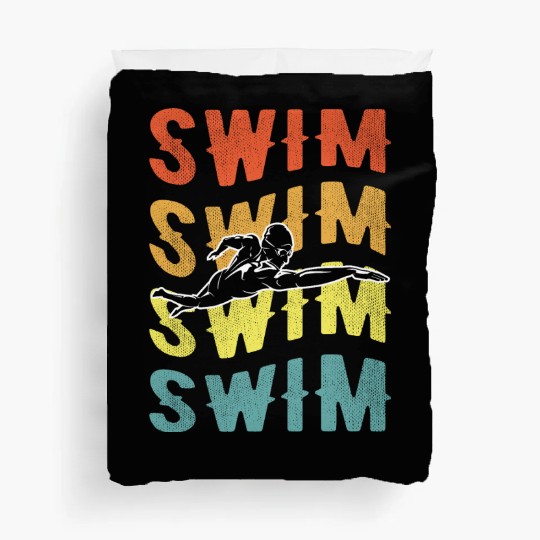 Funny Graphic Design Of Keep On Swimming Swim Swim Duvet Covers