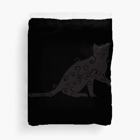 Black magic Cat desk mat , black cat holding on Duvet Covers