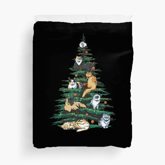 Cat Cats Christmas Tree Pajama Lights Holidays Duvet Covers