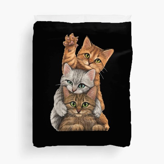 cute little Cats playing Wall lovers kitty kittens Duvet Covers