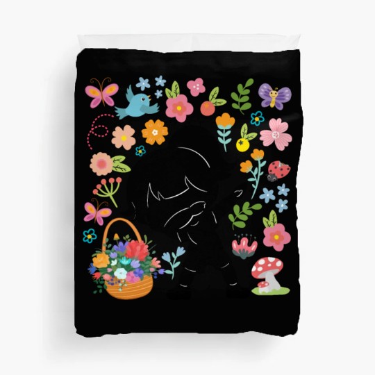 Silhouette Dabbing Girl Hippie Bouquet Spring Duvet Covers