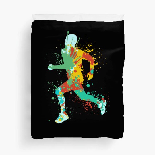 Splash running jogging man Duvet Covers