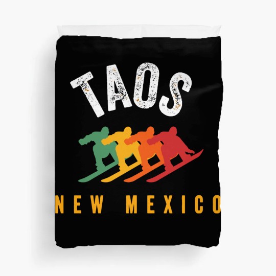 Vintage Taos Nm Us New Mexico Ski Snowboard Mounta Duvet Covers