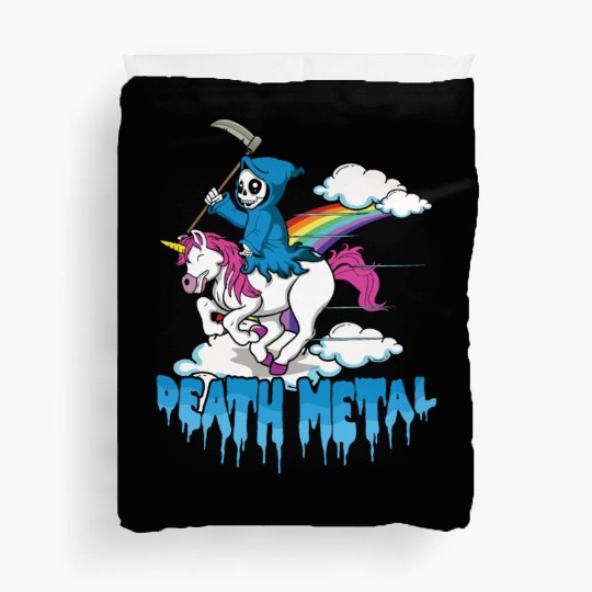 Grim Unicorn Rainbow Metal Music Lover Guitarist Duvet Covers