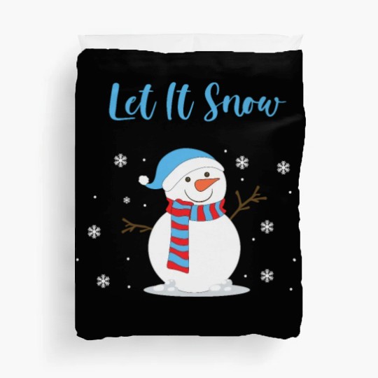Xmas Christmas Let it Snow Snowman Snowflakes Duvet Covers