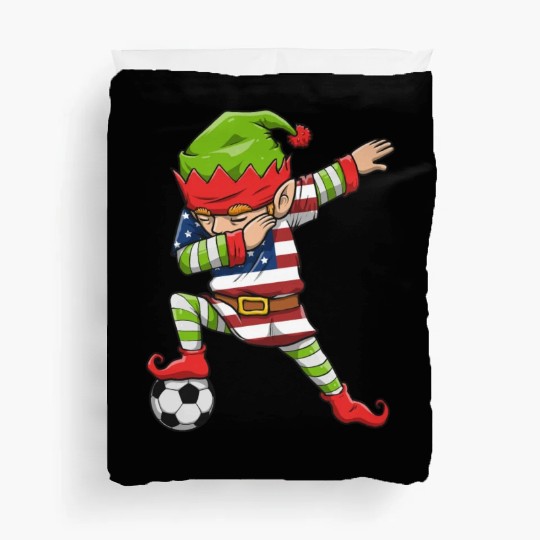 Soccer Boy Dabbing Elf Squad Christmas Jersey Duvet Covers