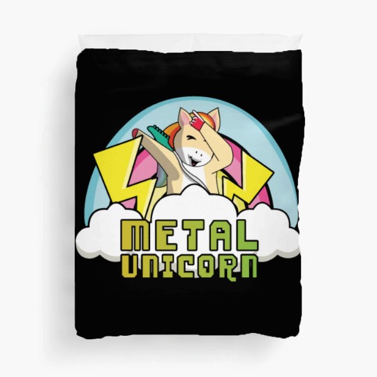 Dabbing Dab Unicorn Rainbow Metal Music Heavy Rock Duvet Covers