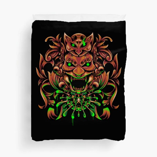 Bronze Neon Oni Mask Duvet Covers