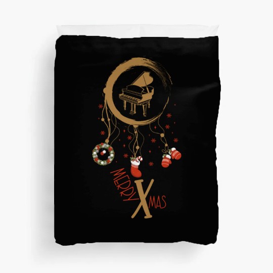 musical instrument dreamcatcher Christmas Piano Duvet Covers