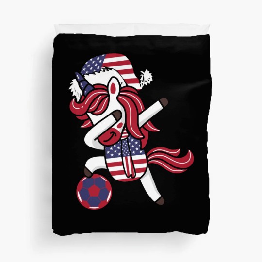 Soccer Girl Dabbing Unicorn Christmas Hat Scarf Duvet Covers