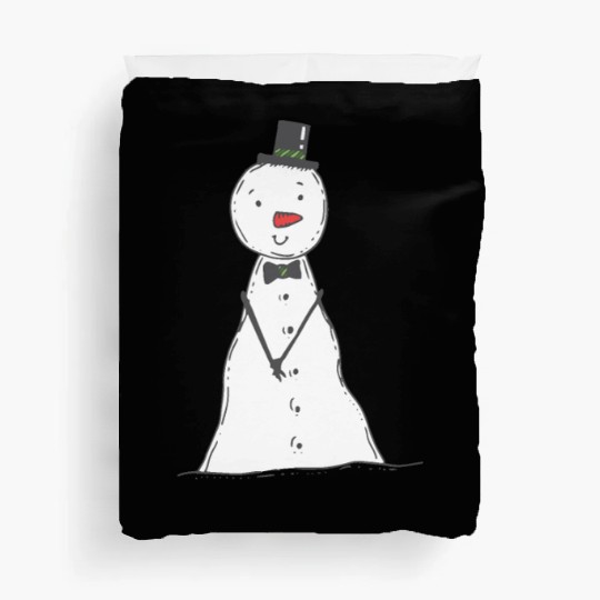 funny snowman with mustache and carrot Duvet Covers
