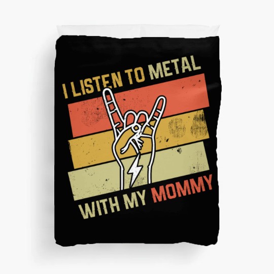 Vintage Metal With Mommy Metal Kid Music Lover Duvet Covers