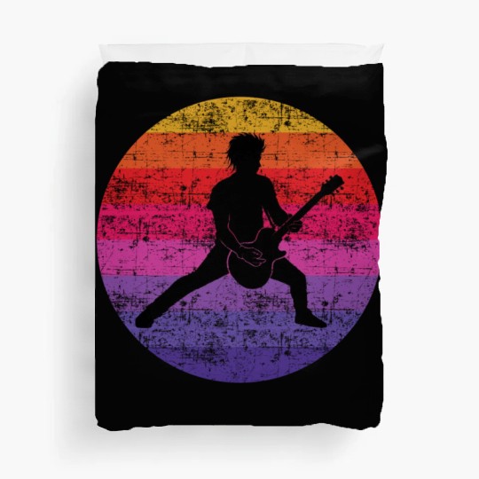 Bass Guitar Player Musician Bassist Vintage Retro Duvet Covers