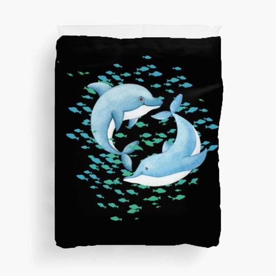 PLAYFUL BLUE DOLPHINS Duvet Covers