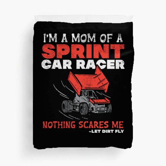 Mom Of A Sprint Car Racer Race Day Driver Mother Duvet Covers