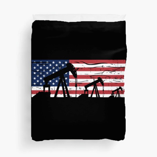 US American Flag Oilfield Oil Field Rig Refinery W Duvet Covers