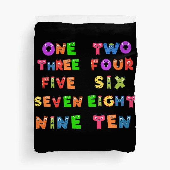 One To Ten Counting Numbers Monster Face Birthday Duvet Covers