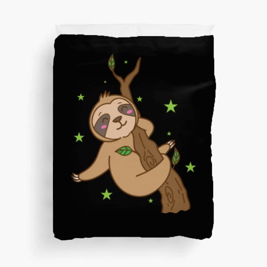 Sloth chilling on Tree Nature lazy Duvet Covers