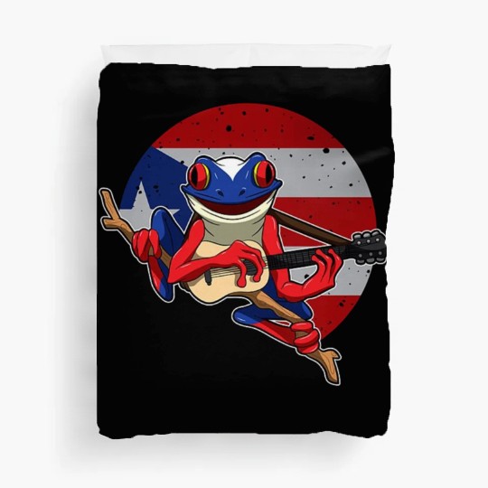 Guitar Playing Coqui Frog Puerto Rico Animal Duvet Covers