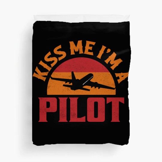 Kiss Me I'm A Pilot Airline Aviation Duvet Covers