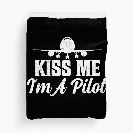 Kiss Me I'm A Pilot Aviation Airline Duvet Covers