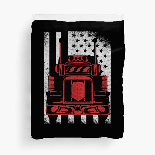 Truck Driver US FLAG, Truck, Trucker Dad Duvet Covers