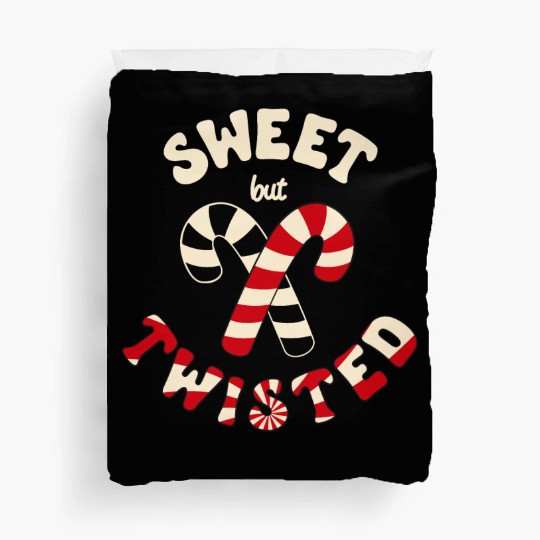 Sweet but twisted candy canes pun Duvet Covers