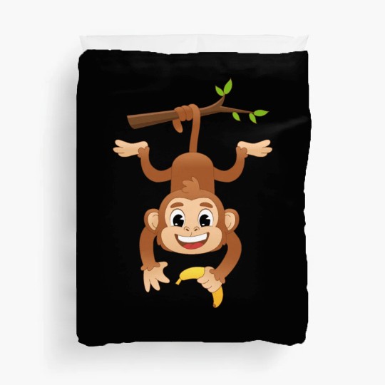 Monkey Holding Banana On Tree Primate Gorilla ape Duvet Covers