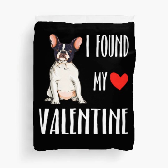i found my valentine day french bulldog Duvet Covers