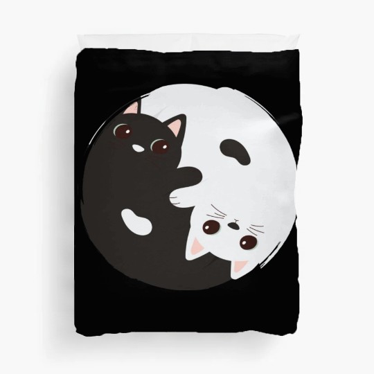 ying yang cat Duvet Covers