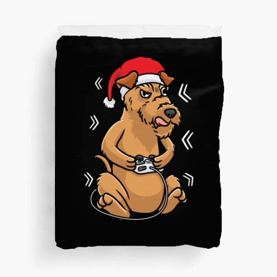 Christmas Irish Terrier Dog Video Game Gamer Duvet Covers