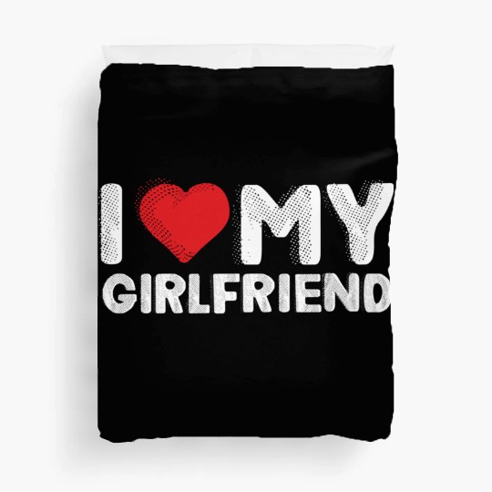 I Love My Girlfriend Red Heart Boyfriend I Love Duvet Covers