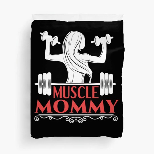 Muscle Mommy fitness saying Duvet Covers