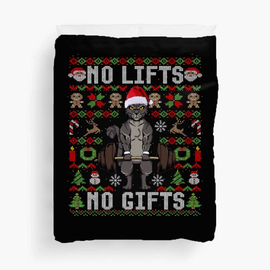 Funny No Lifts No Gifts Ugly Christmas Workout Duvet Covers
